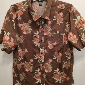 Billabong Tropical Brown Floral Button Down Shirt